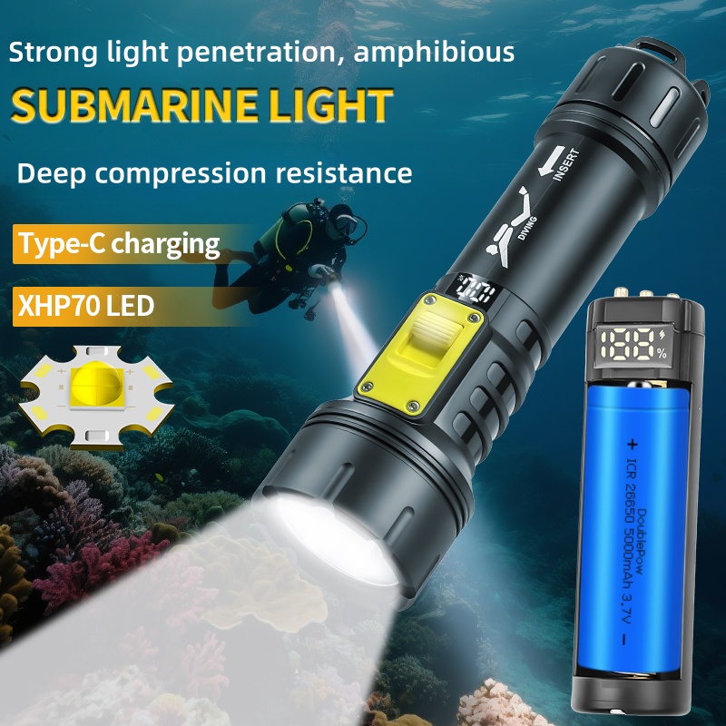 Fishing Light - Nueva linterna de buceo XHP70 IPX8,